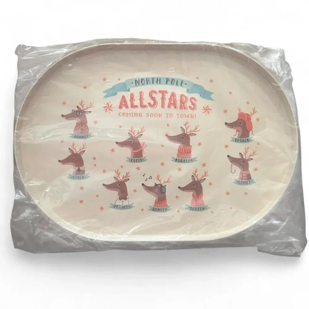 My Mind's Eye REINDEER Christmas melamine serving tray, party hosting